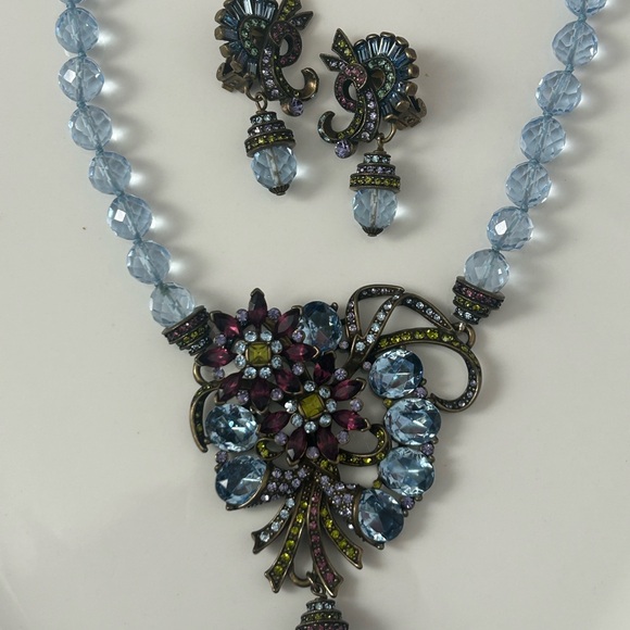 Beautiful Heidi Daus Swarovski crystal art deco necklace & clip on earrings. - Picture 3 of 14
